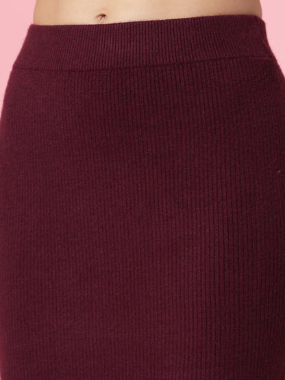 Mafadeny Women Winter Wear Maroon Stylish & Cosy Skirt