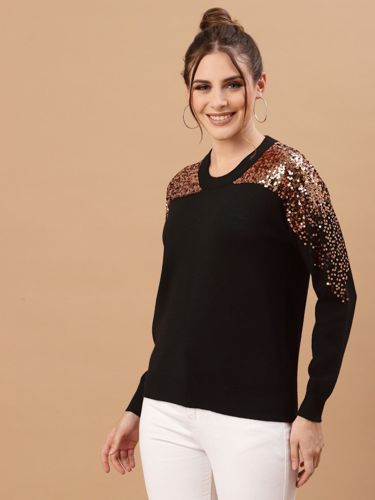 Mafadeny Winter Bliss Black Sweater - Stylish Warmth for Cold Days