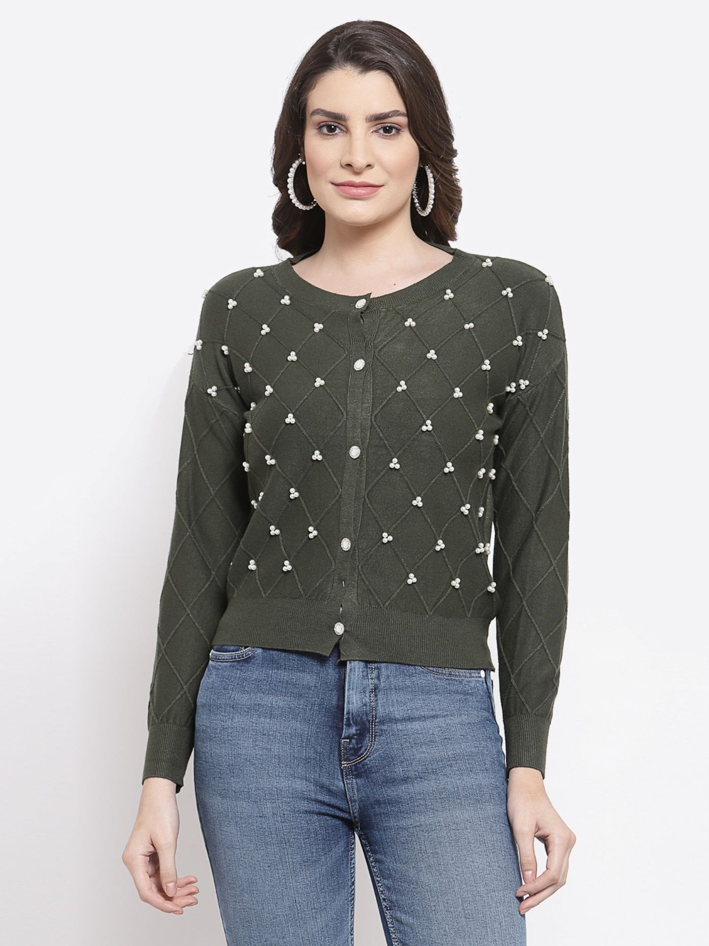 Mafadeny Winter Bliss Green Cardigan - Cozy up in Style