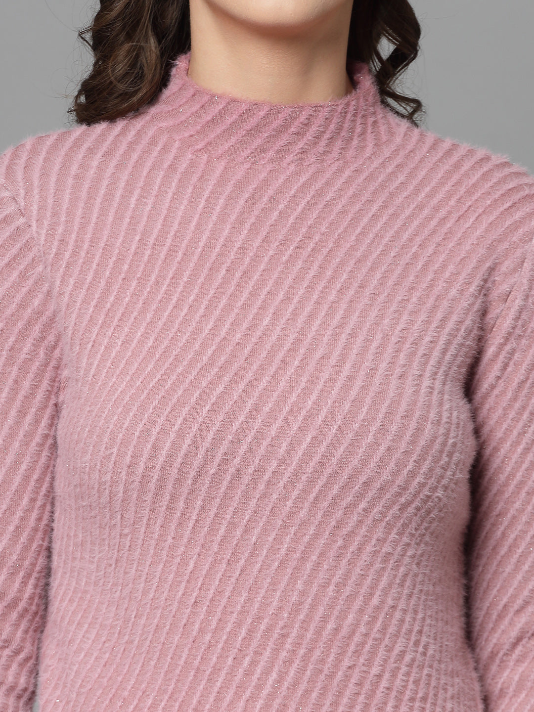 Mafadeny Women Winter Wear Pink Stylished Top