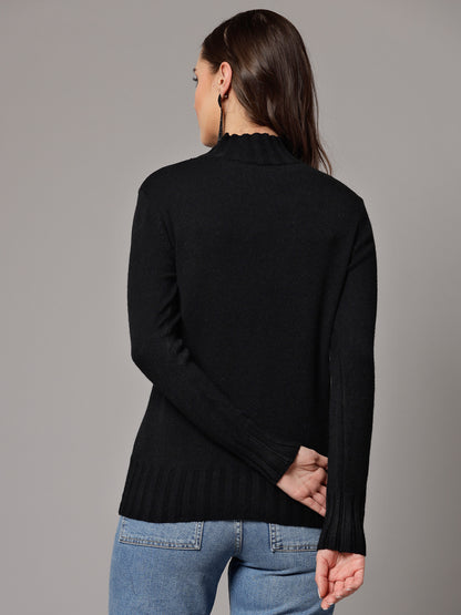 Mafadeny Women Winter Wear Black Stylished & Cosy Top