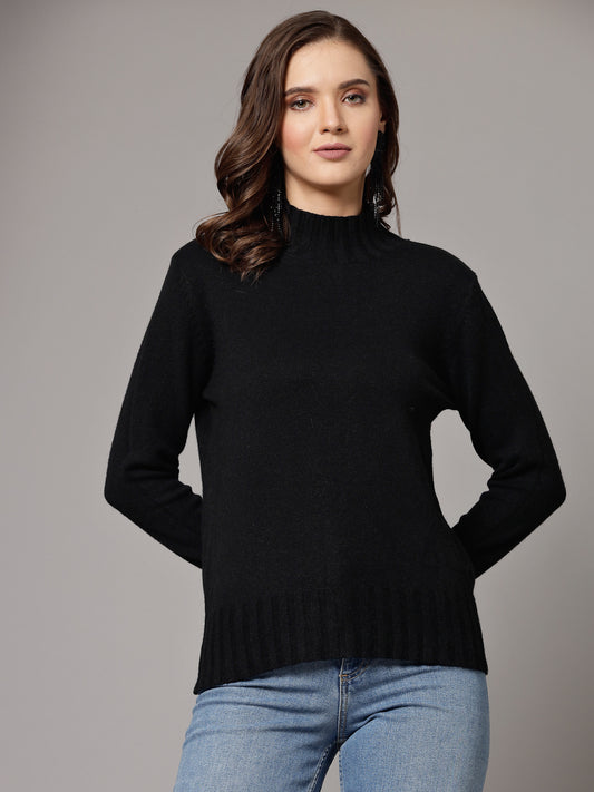 Mafadeny Women Winter Wear Black Stylished & Cosy Top