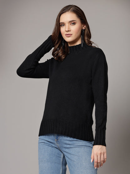 Mafadeny Women Winter Wear Black Stylished & Cosy Top