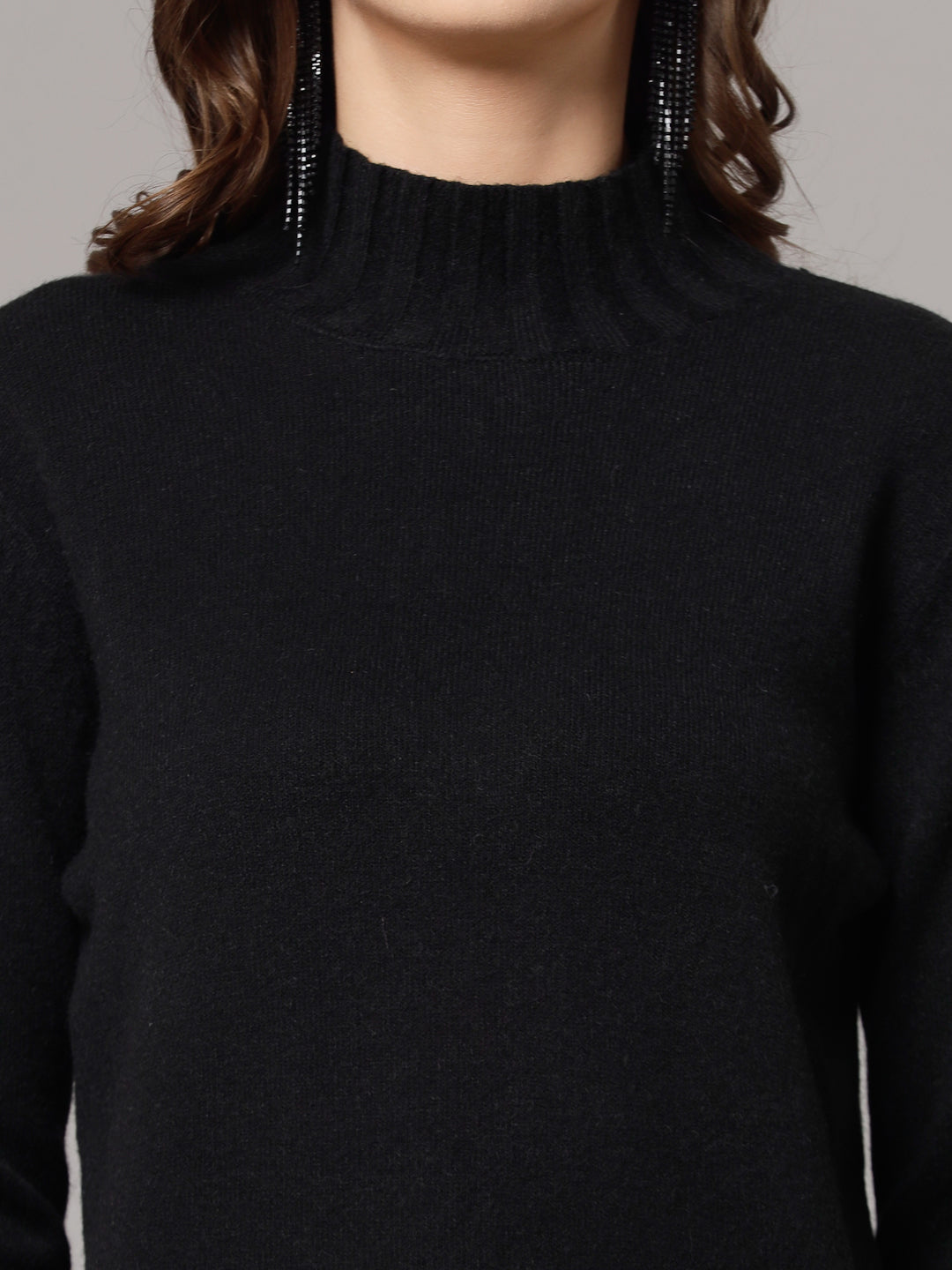 Mafadeny Women Winter Wear Black Stylished & Cosy Top