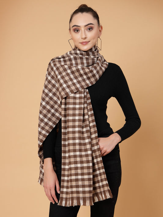 MAFADENY WINTER WRAP BROWN STOLE - COZY COMFORT IN SUBTLE ELEGANCE