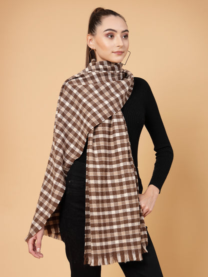 MAFADENY WINTER WRAP BROWN STOLE - COZY COMFORT IN SUBTLE ELEGANCE