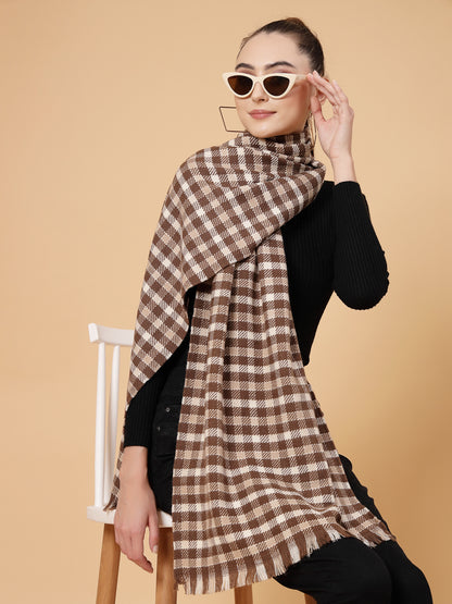 MAFADENY WINTER WRAP BROWN STOLE - COZY COMFORT IN SUBTLE ELEGANCE