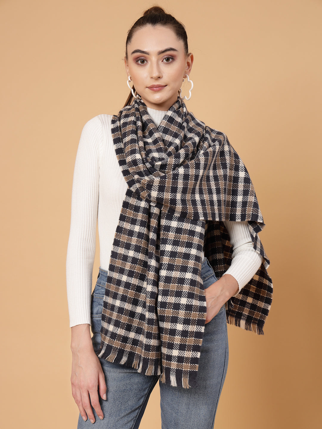 MAFADENY WINTER WRAP BLUE STOLE - COZY COMFORT IN SUBTLE ELEGANCE