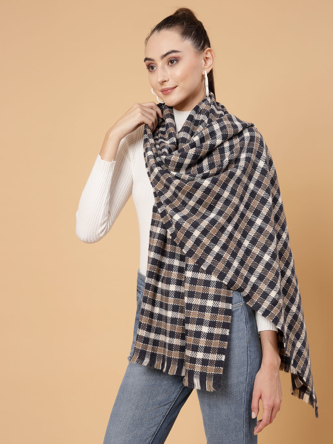 MAFADENY WINTER WRAP BLUE STOLE - COZY COMFORT IN SUBTLE ELEGANCE