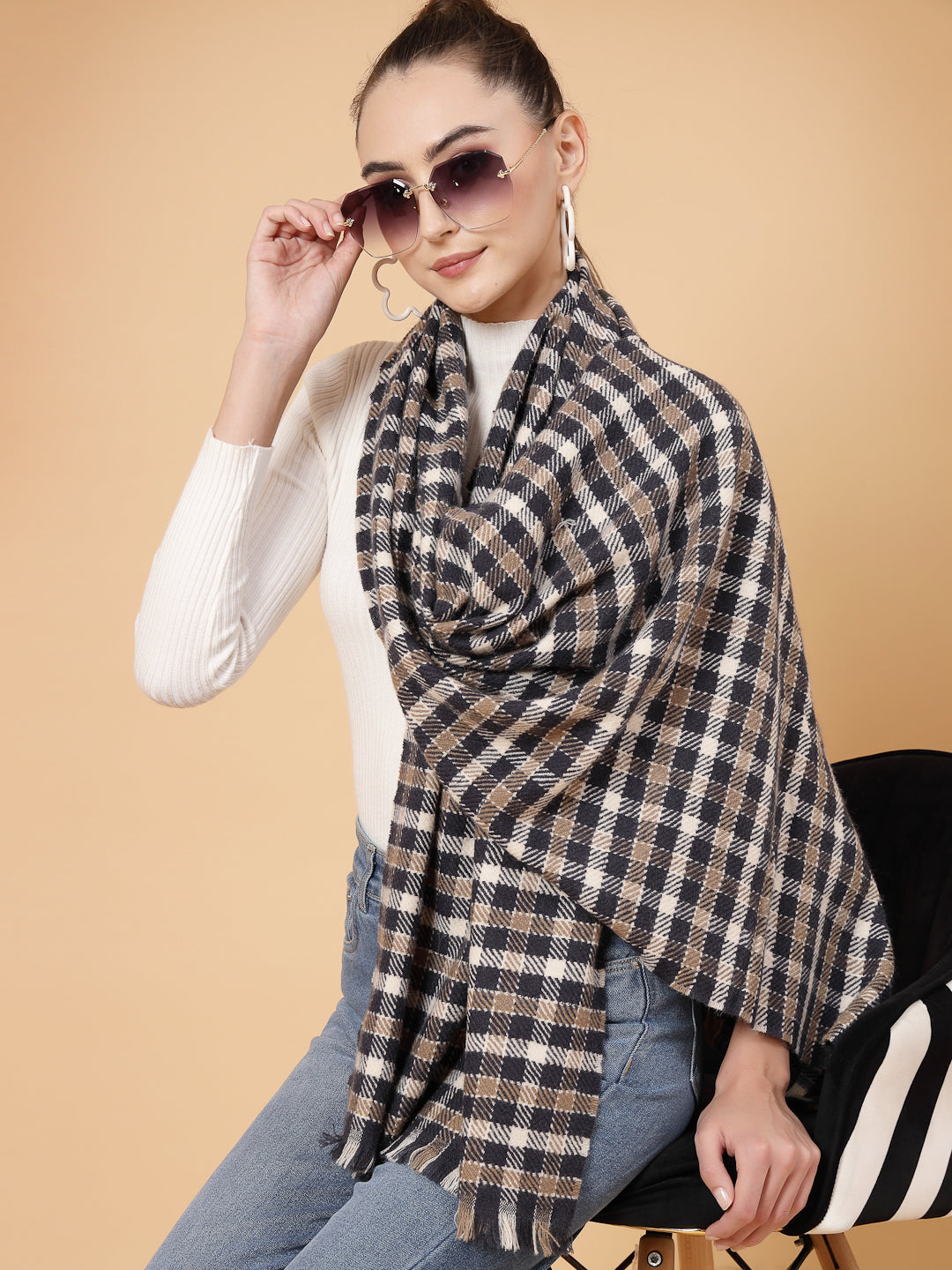 MAFADENY WINTER WRAP BLUE STOLE - COZY COMFORT IN SUBTLE ELEGANCE